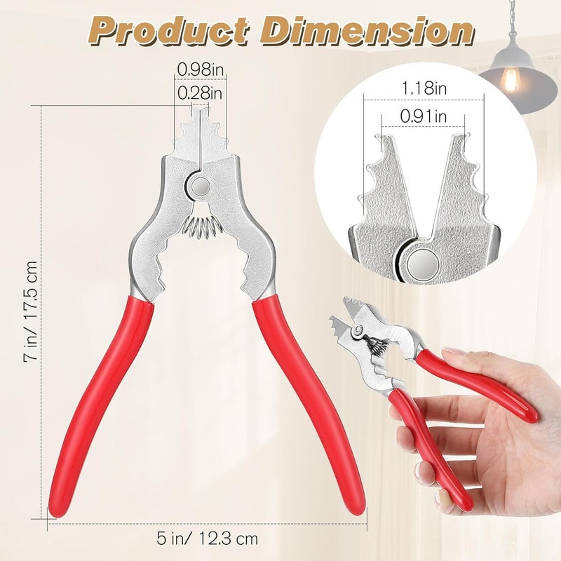 Feekoon Chain Pliers, 7 Inch Fixture Link Pliers, Malleable Iron Chain Pincers, Opener Closer Remover Pincers, Light Link Tool with Rubber Grip for Chandelier Shackle Light Fixture Accessories, Red - Image 2